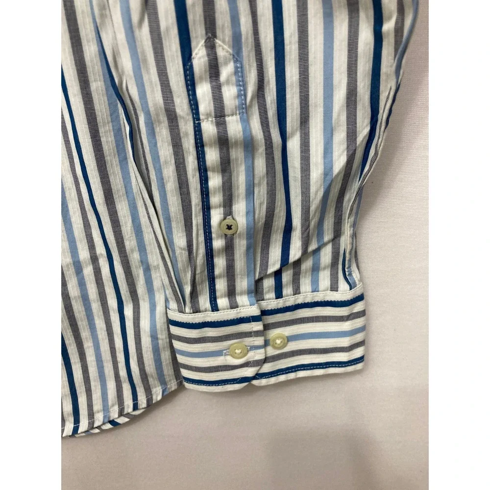 New Banana Republic Button Down XL Blue Striped Classic Fit Cotton Long Sleeve